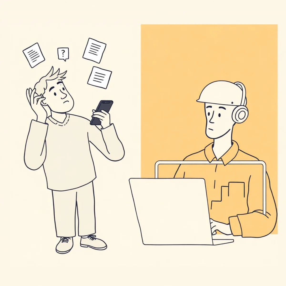 Illustration contrasting a coach stuck in one-to-one DMs against an operator watching an automated sales pipeline