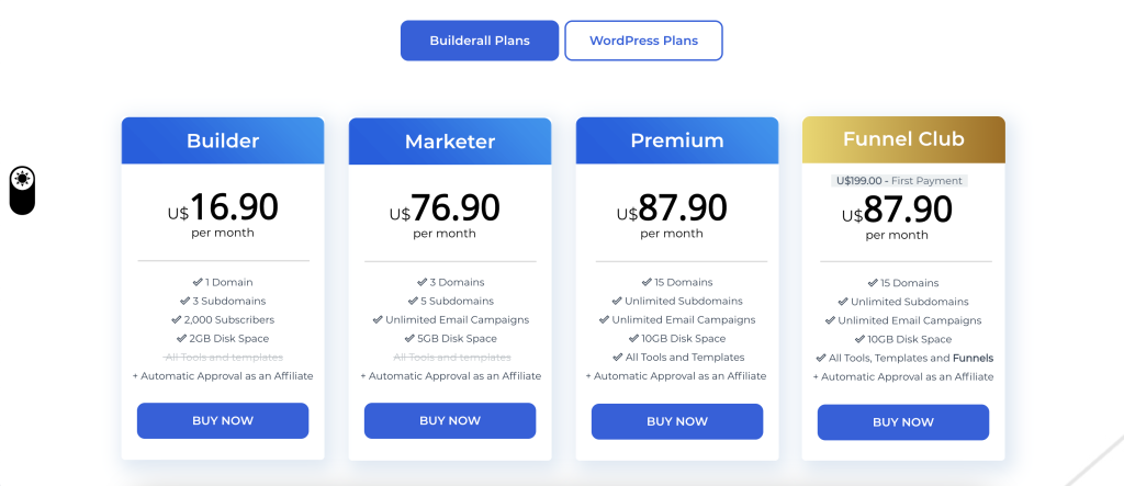 builderall plans and pricing